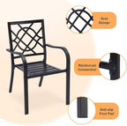 Patio Dining Chairs Set of 6, Stackable Metal High Back Chairs Set - Image 6