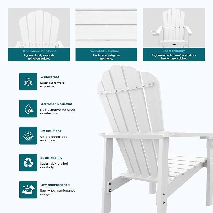 THOEOE Stackable Adirondack Chair Set of 6, Fire Pit Chairs, Space Saving - Image 6