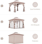 10'x10' Outdoor Gazebo with 50FT String Lights, Metal Heavy Duty Patio Canopy - Image 3