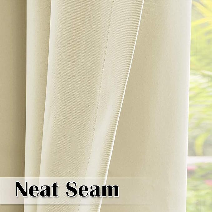 Patio Waterproof Curtains W52 x L108 Inch Natural Beige, 1 Panel | Extra Long - Image 6