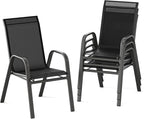 Stackable Outdoor Patio Dining Chairs Set of 4 – High Back Textilene Chairs by Unknown