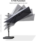 PURPLE LEAF Patio Umbrella W/Base Left-right Tilt 8.2' X 11.5' Light Grey | 5 - Image 8