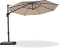 PURPLE LEAF Cantilever Umbrella 10 Feet Round Smooth 360° Rotation Beige | by PURPLELEAF