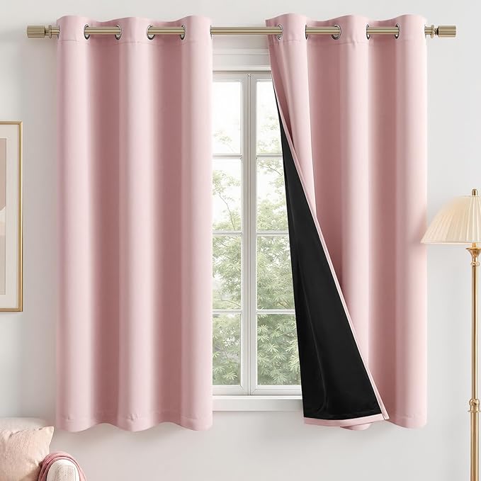MIULEE Light Pink 100% Blackout Short Curtains by MIULEE