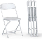 4 PACK White Foldable Plastic Chair | Folding & Stackable | 350 lbs Capacity by OurModernSpace