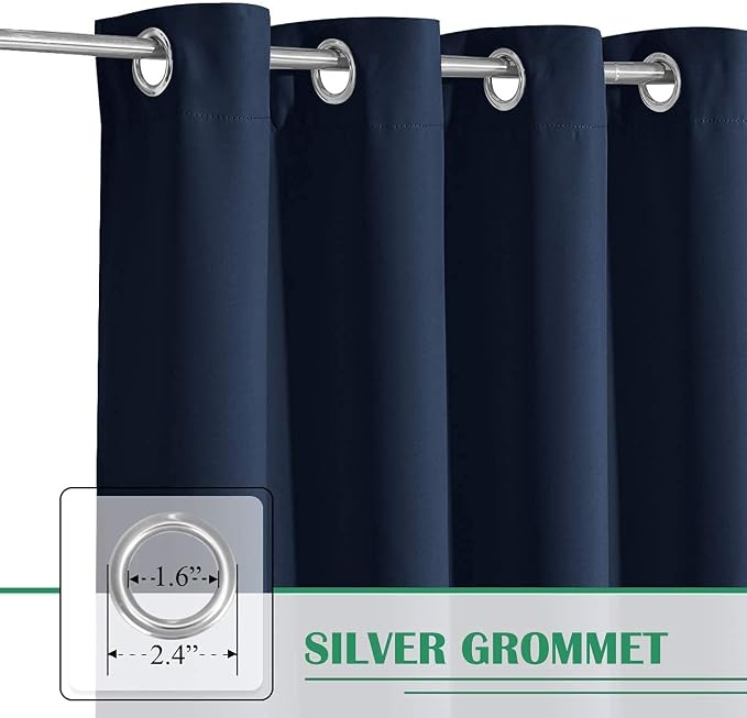 Cabana Curtains Outdoor Waterproof W70 x L84 Inch Navy Blue, 1 Panel | Grommet - Image 2