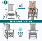 THOEOE Outdoor Rocking Chairs Set of 2, Oversized Patio Rocking Chair | HDPE - Image 7