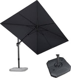 PURPLE LEAF Patio Umbrella W/Base Left-right Tilt 8.2' X 11.5' Light Grey | 5 by PURPLELEAF
