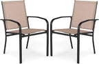 GIANTEX Stackable Patio Chairs Set of 2, All Weather Outdoor Dining Chairs by Giantex