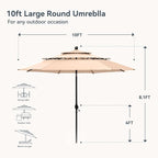 PHI VILLA 10ft Outdoor Patio Umbrellas, 3 Tier Vented Table Umbrella, 1.5" Pole - Image 2