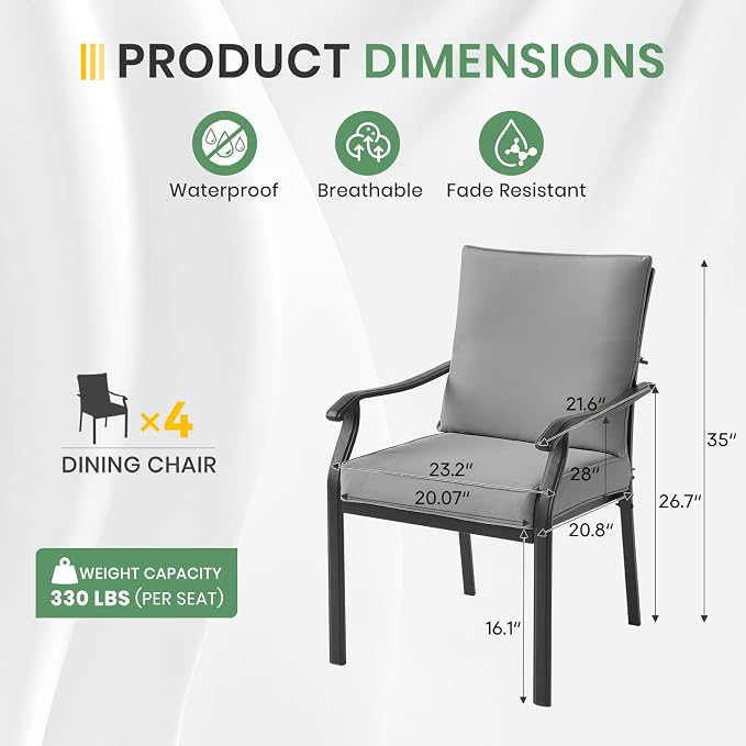 LVUYOYO Outdoor Patio Dining Chairs Set of 4, Metal Stackable Chairs Set - Image 3