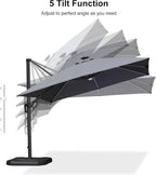 PURPLE LEAF Patio Umbrella W/Base Left-right Tilt 10FT LED, Light Grey | Create - Image 9