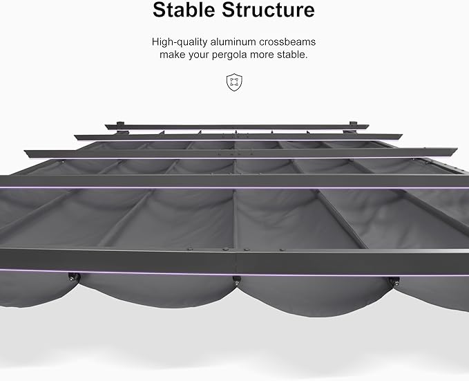 PURPLE LEAF Outdoor Pergola 10' X 13' Retractable Canopy Aluminum, Custom Shade - Image 6