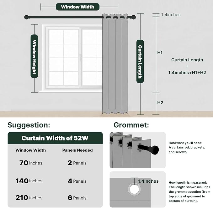 H.VERSAILTEX Linen Blackout Curtains 54 Inches Long 100% Blackout Thermal - Image 8