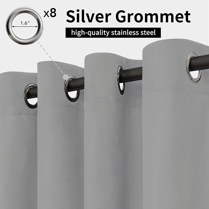 Easy-Going Outdoor Curtains for Patio 1 Panel, 54x84 inch, Light Grey | - Image 2