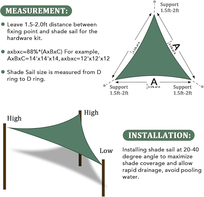 Shade&Beyond Custom Sun Shade Sail 9'x9'x9' Triangle Sun Sail Shades Patio UV - Image 6
