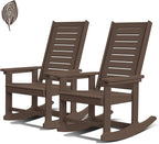 GREENVINES Outdoor Rocking Chairs Set of 2, HDPE Rocker, Dark Brown | Wood by GreenVines