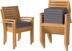 Stackable Patio Dining Chairs Set of 8, Dark Grey | Outdoor Acacia Wood Chairs - Image 7