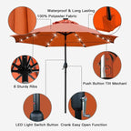 Sunnyglade 9' Solar LED Patio Umbrella, 8 Ribs, Tilt & Crank | 9Ft Patio - Image 2