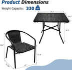 5 Piece Patio Dining Set with Black Outdoor Metal Table & 4 Hand-Woven PE - Image 2