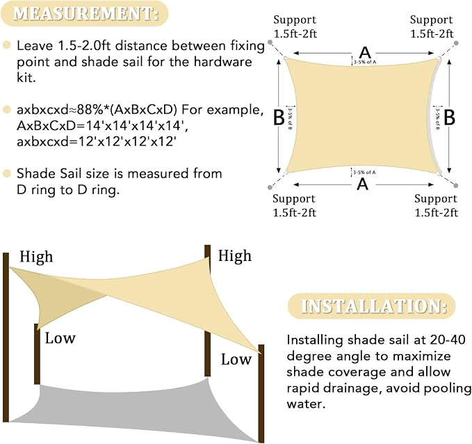 Shade&Beyond 15'x16' Sun Shade Sail Canopy Rectangle, UV Block Breathable - Image 6