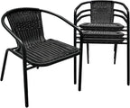 4 Pack Black Stackable Outdoor Rattan Chairs, All-Weather Patio Seating by Seekverse