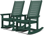 GREENVINES Oversized Outdoor Rocking Chairs Set of 2, HDPE Rocker, Forest | by GreenVines