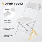 VINGLI 8 Pack White Plastic Folding Chair, Indoor Outdoor Portable Stackable - Image 4