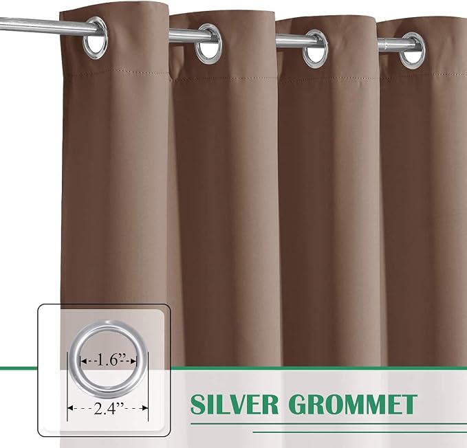 Outdoor Curtains Waterproof W52 x L108 Inch Mocha, 1 Panel | Thick Fabric Light - Image 3