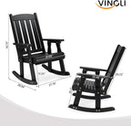 VINGLI Outdoor Rocking Chair Set of 2, Heavy Duty 600 LBS Rocker, Weatherproof - Image 3