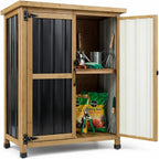 Ketive Small Outdoor Storage Cabinet Wood & Metal, Small Garden Tool Storage by Ketive