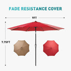 OLIXIS 9ft Patio Table Umbrella, Outdoor Patio Umbrella - Image 5