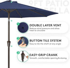 JEAREY 9FT Outdoor Patio Umbrella, Market Umbrella, Deep Blue | Outdoor Table - Image 2