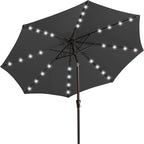 JEAREY 9' Patio Umbrella with Solar Lights, LED Umbrella, Tilt & Crank UV by JEAREYOutdoorsCollection