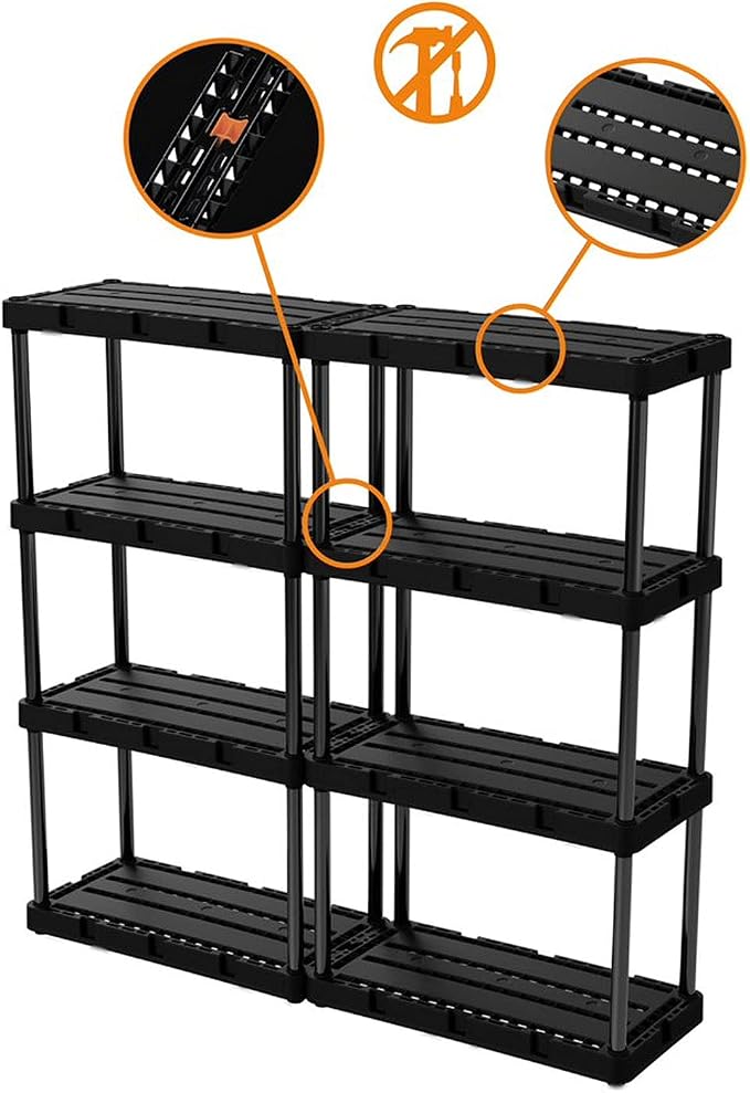 Gracious Living 2 Pack Light Duty Storage Shelves, Knect-A-Shelf 4-Shelf - Image 6