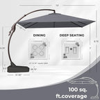 Grand patio Sunbrella 10x10 FT Large Cantilever Square Umbrella, Charcoal | - Image 4