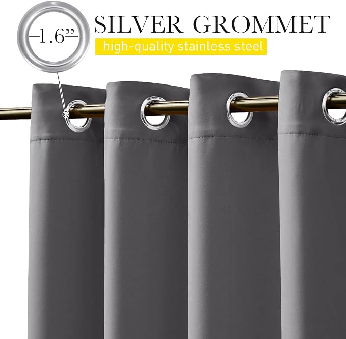 NICETOWN Outdoor Curtains for Patio Waterproof & Windproof W100xL108 Grey | - Image 3