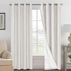 H.VERSAILTEX 100% Blackout Curtains Ivory, Linen Blackout Curtains 96 inch by HVERSAILTEX