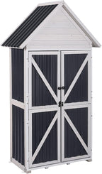 GUTINNEEN Outdoor Storage Cabinet, Wood & Metal Frame Garden Storage Shed by GUTINNEEN