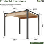 Aoxun 10'x10' Retractable Pergola - Image 2