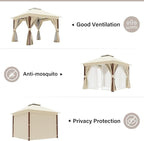10'x10' Outdoor Gazebo, Wood Grain Frame Heavy Duty Patio Canopy Tent Shelter - Image 6