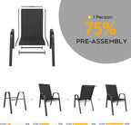 Black Patio Chairs Set of 4, Stackable Outdoor Dining Chairs - Image 5