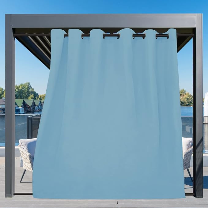 Easy-Going Outdoor Curtains for Patio 1 Panel, 110x108 inch, Sky Blue | - Image 3
