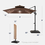 Best Choice Products 9x12ft LED Cantilever Patio Umbrella w/Base Included & - Image 2