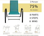 Stackable Patio Chairs Set of 1/2/4, Heavy Duty Metal Frame & Teslin Fabric - Image 6