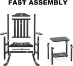 5 Piece Outdoor Rocking Bistro Set, Rocking Chairs Outdoor Furniture, Resin - Image 8