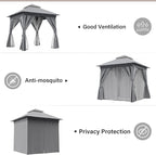8'x8' Outdoor Gazebo with 50FT String Lights, Metal Heavy Duty Patio Canopy - Image 3