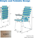 VINGLI Patio Lawn Webbed Folding Chairs Set of 4, Outdoor Beach Chair Portable - Image 6