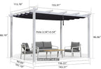 PURPLE LEAF Pergola 10' x 13' Outdoor White Retractable Canopy, Powder coat - Image 7