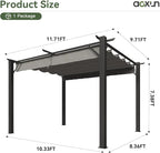 Aoxun 10'x12' Outdoor Retractable Pergola, Patio Pergola - Image 7